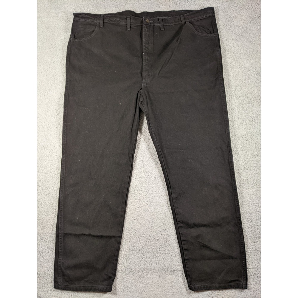 Wrangler Rustler Mens Jeans 52x32 Black Regular Fit Straight Leg Workwear Heavy